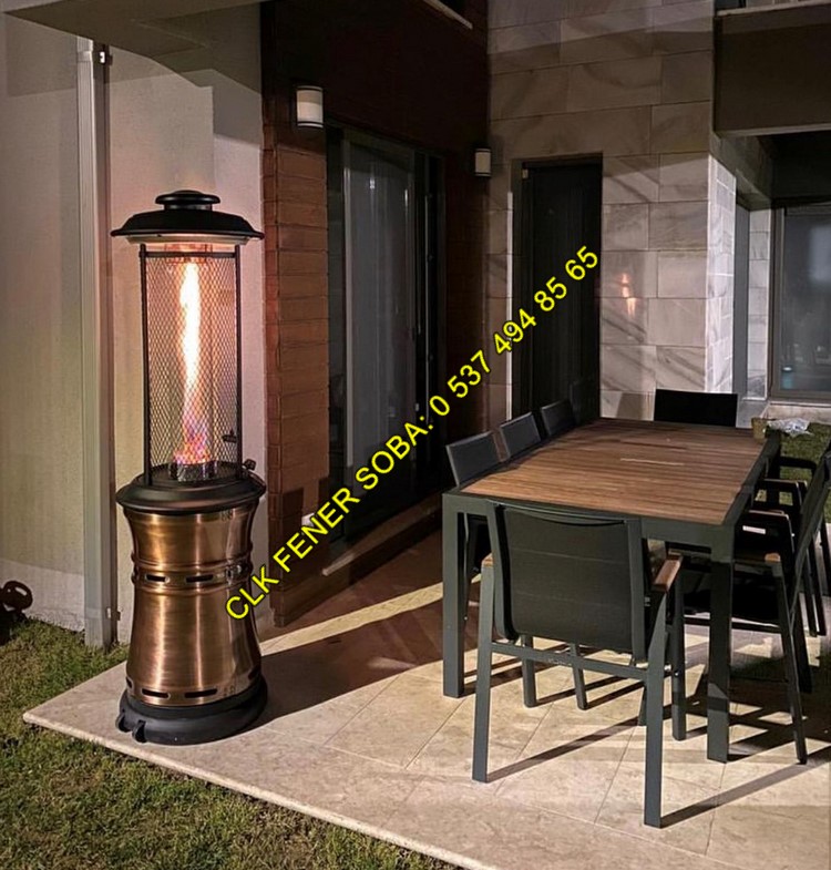 CLK Fener Soba Bakır Kahverengi Tüplü Bahçe Isıtıcısı Açık Alan Isıtıcı